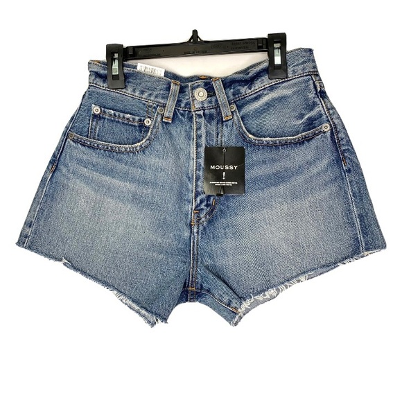 MOUSSY High Rise Cut Off Denim Shorts NWT SIZE 0 - Picture 4 of 12